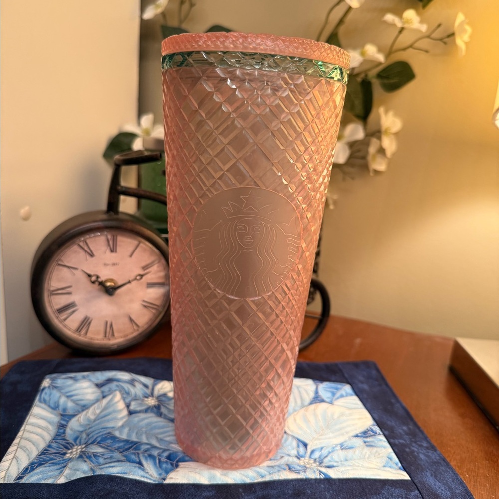 Starbucks Pink and Green Textured Tumbler